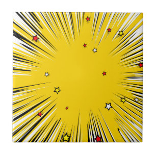 Azulejo Resplandor solar cómico del amarillo del estilo