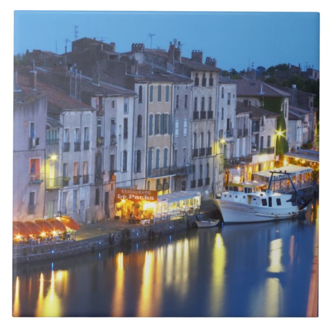 Azulejo Restaurantes a lo largo del río l'Herault. L'Herau (Frente)