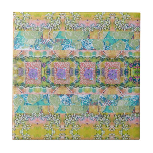 Azulejo Resumen Acrílico Floral (Frente)