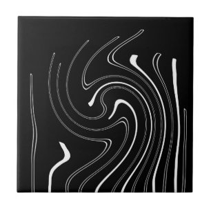 Azulejo Resumen Art Black White Lines Twirl Minimalismo Ce