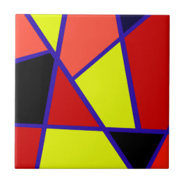 Azulejo Resumen Art Black Yellow Coral Minimalismo