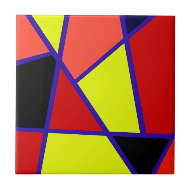 Azulejo Resumen Art Black Yellow Coral Minimalismo (Frente)