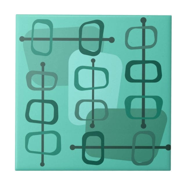 Azulejo Resumen Art Hollow Rocks Turquoise de los años 195 (Frente)