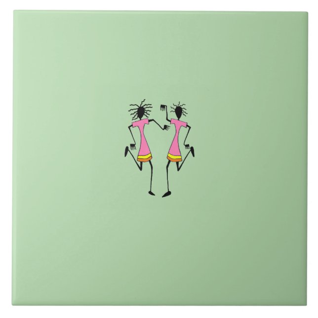 Azulejo Resumen, arte africano, elegante Fiesta de bailari (Frente)