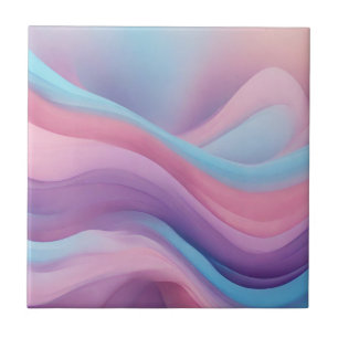 Azulejo Resumen azul ondulado, rosa, morado texturizado