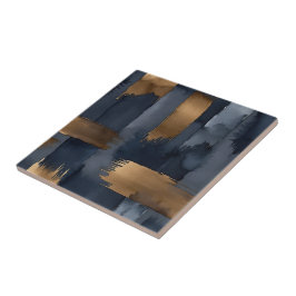 Azulejo resumen azul y bronce