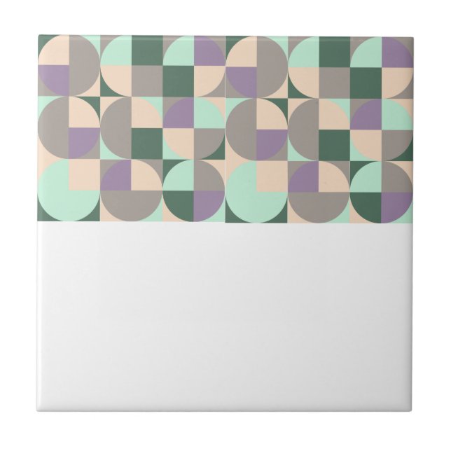 Azulejo Resumen beige de lavanda verde geométrico (Frente)