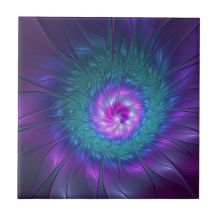 Azulejo Resumen Belleza floral Flor de arte fractal colori