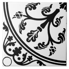 Azulejo Resumen Botánico de Gran Impresión en Blanco y Neg