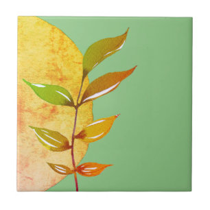 Azulejo Resumen botánico sobre verde