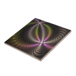 Azulejo Resumen brillante Trippy Colorido arte fractal 3D