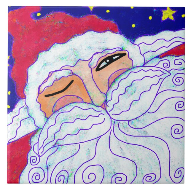 Azulejo Resumen colorido Art Santa Claus (Frente)