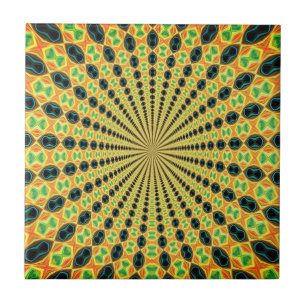 Azulejo Resumen Colorido Rayas Fractales De Luz Tejidos Ce