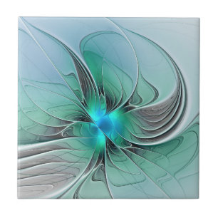 Azulejo Resumen Con Arte Fractal Azul Y Moderno