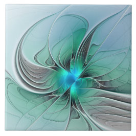 Azulejo Resumen Con Arte Fractal Azul Y Moderno