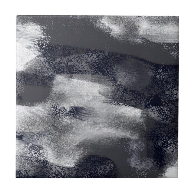 Azulejo Resumen contemporáneo en blanco y negro (Frente)