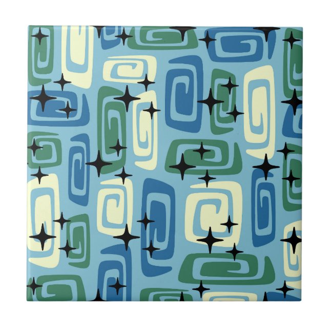 Azulejo Resumen cósmico moderno Retro Mid Century (Frente)