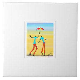 Azulejo Resumen de arte africano, atardecer tropical