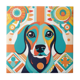 Azulejo Resumen de arte coloquial dachshund