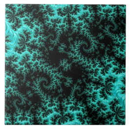 Azulejo Resumen de arte fractal verde negro