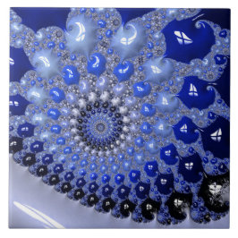 Azulejo Resumen de burbujas fractales de ocmbre azul