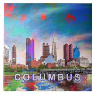Azulejo Resumen de Columbus Skyline Art Moderno City