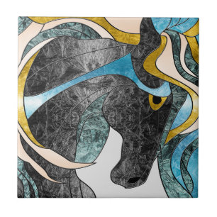 Azulejo Resumen de cristales manchados de arte de caballos