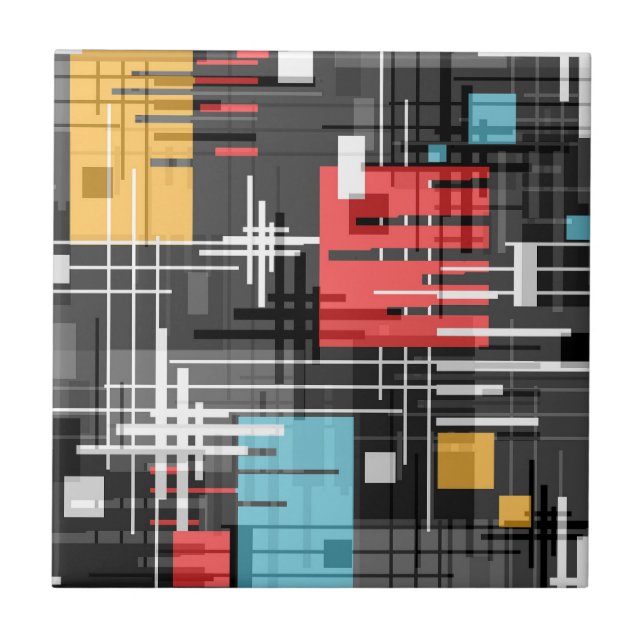 Azulejo Resumen de formas geométricas modernas rayadas de  (Frente)