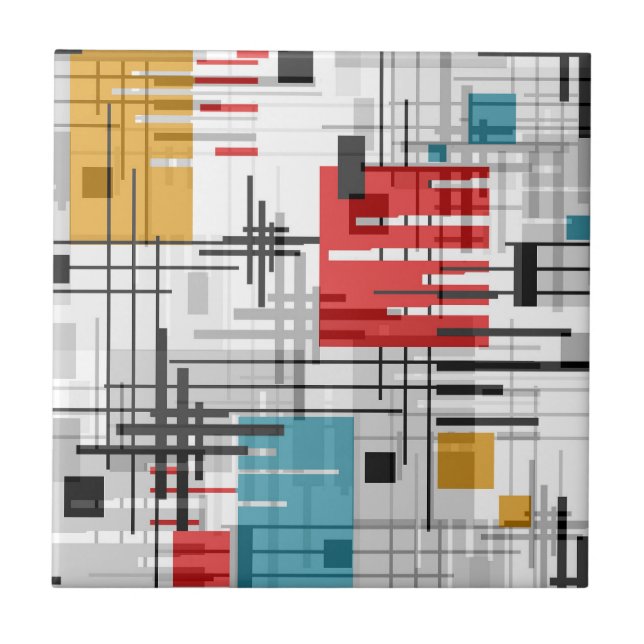 Azulejo Resumen de formas geométricas modernas rayadas de  (Frente)