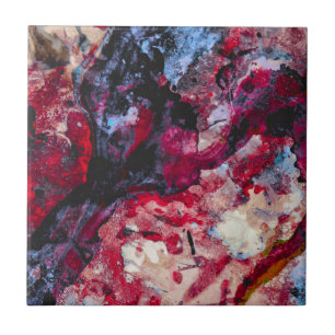 Azulejo Resumen de Geode Crystal Agate Rojo