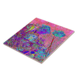 Azulejo Resumen de hidrangea púrpura y azul con magenta