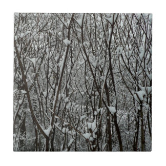 Azulejo Resumen de invierno de ramas cubiertas de nieve