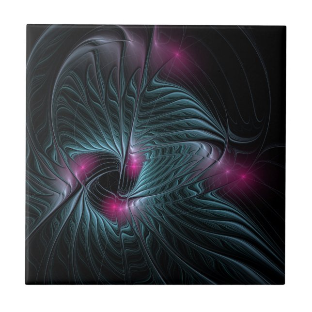 Azulejo Resumen de la fantasía colorida fractal (Frente)
