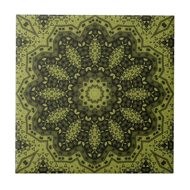 Azulejo Resumen de la mandala folk mandala ethno ornamenta (Frente)