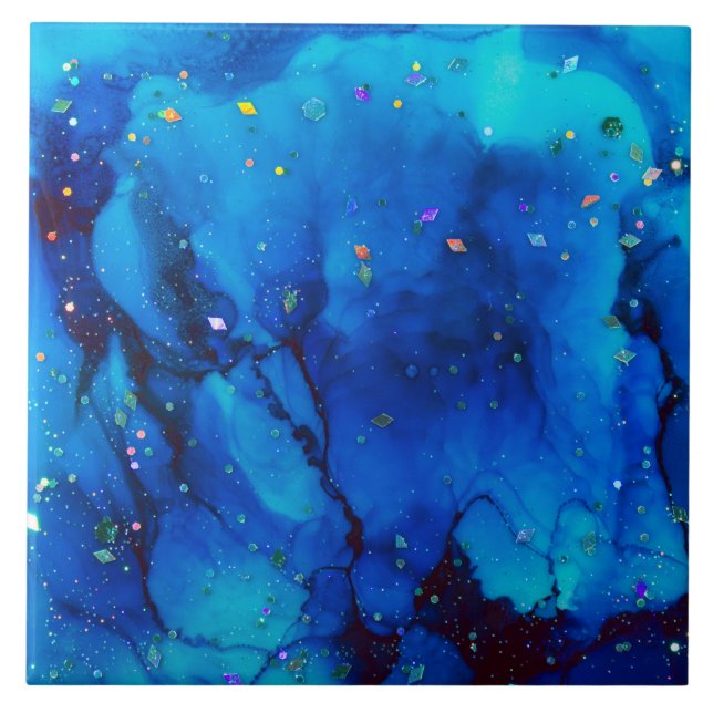 Azulejo Resumen de la tinta del alcohol en el suelo marino (Frente)