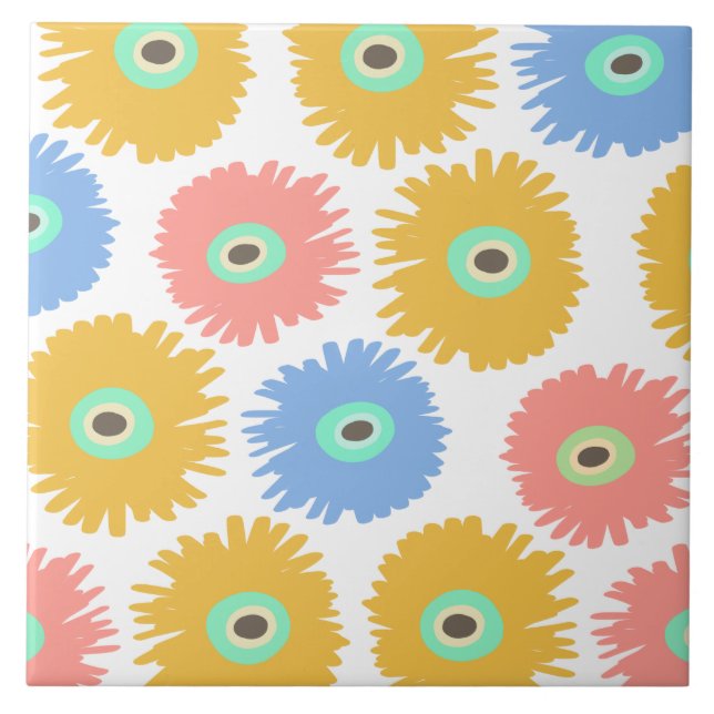 Azulejo Resumen de las flores de la carnación amarilla de  (Frente)