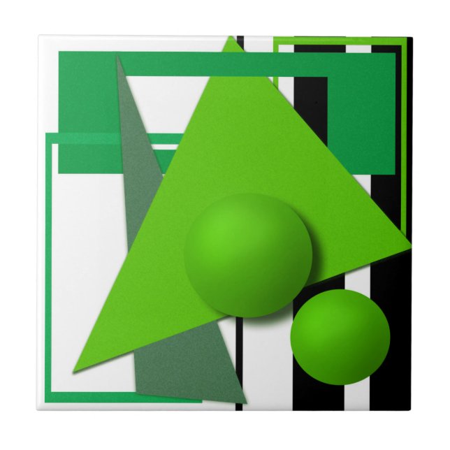 Azulejo Resumen de las formas geométricas de neón verde es (Frente)