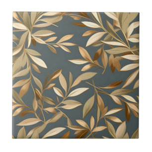 Azulejo Resumen de las hojas de oro y olivo