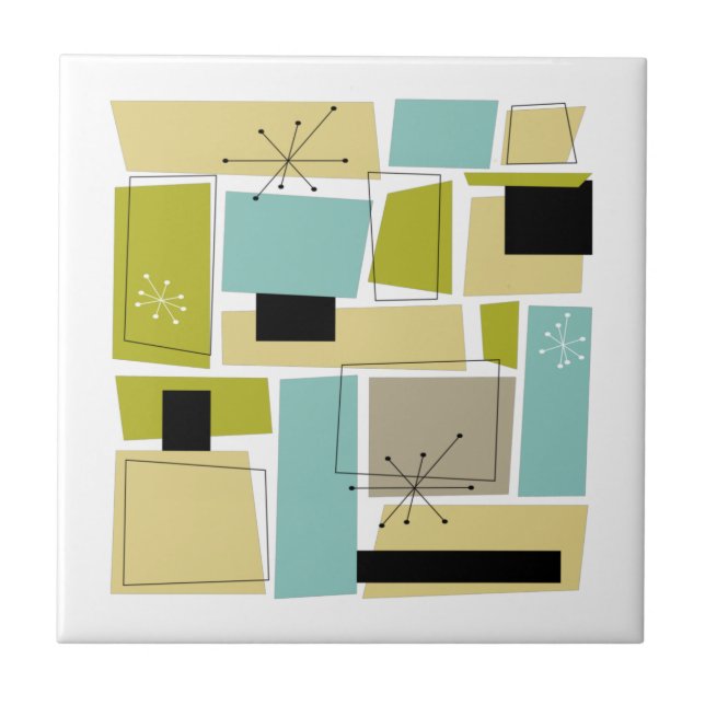 Azulejo Resumen de las plazas amarillas azules a mediados  (Frente)