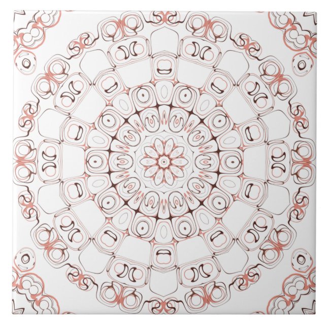 Azulejo Resumen de línea de arte Mandala en tonos marrones (Frente)