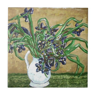 Azulejo Resumen de mosaicos de arte, flores sobre la mesa