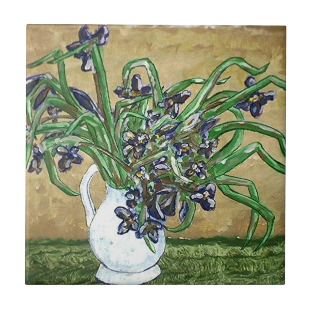 Azulejo Resumen de mosaicos de arte, flores sobre la mesa (Frente)