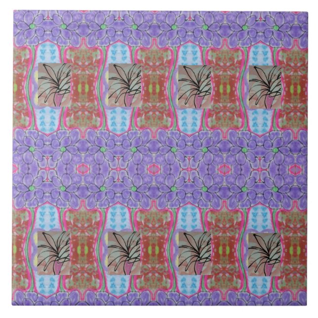 Azulejo Resumen de palma rosa (Frente)