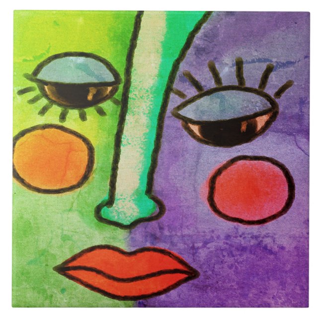 Azulejo Resumen de pintura digital de cara 2 (Frente)