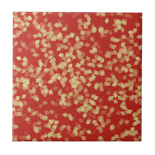Azulejo Resumen de Red Gold Confetti