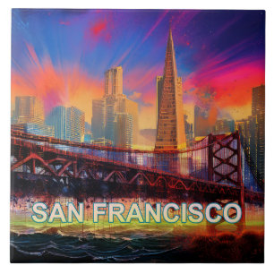 Azulejo Resumen de San Francisco Skyline Art Moderno