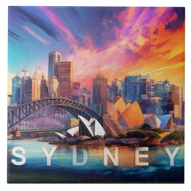 Azulejo Resumen de Sydney Skyline Art Moderno (Frente)