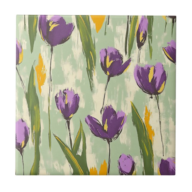 Azulejo Resumen de tulipanes florece en la mente de fondo  (Frente)