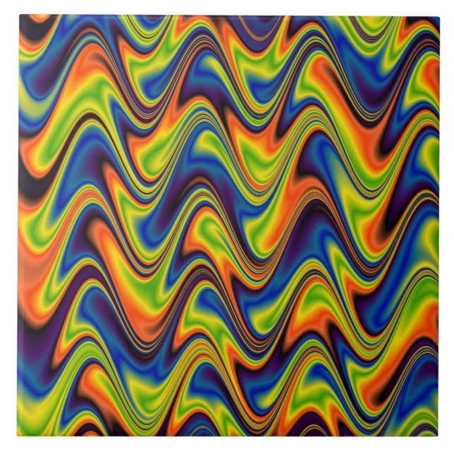 Azulejo Resumen de Wavy Multicolor (Frente)