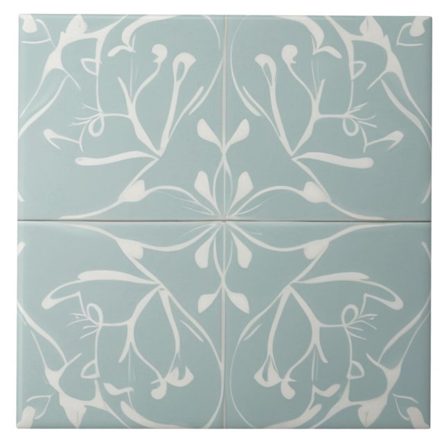 Azulejo Resumen Decorativo de Pastel Bebé Azul y Blanco (Frente)